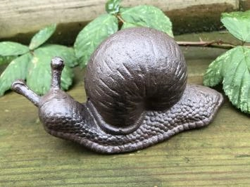 Escargot - statue en fonte - 17 x 8 cm - marron/noir