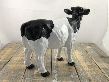 Schöne Polystone-Skulptur einer Milchkuh schwarz-bond