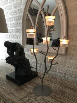 Lichterbaum aus Metall mit 6 Kerzenhaltern aus Glas, LAST!