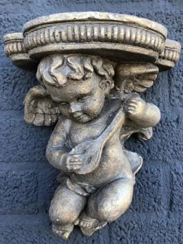 Console murale - polystone - ange - porte-fleurs - laiton