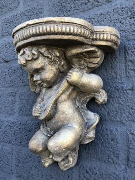 Console murale - polystone - ange - porte-fleurs - laiton