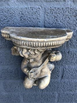 Console murale - polystone - ange - porte-fleurs - laiton