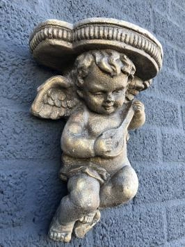 Console murale - polystone - ange - porte-fleurs - laiton