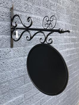 Ladenschild, Werbeschild, Schmiedeeisen, schwarz-klein.