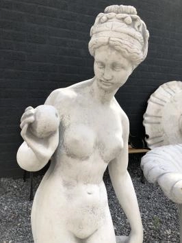 Vénus à la pomme - statue en pierre - 114 cm - blanc classique