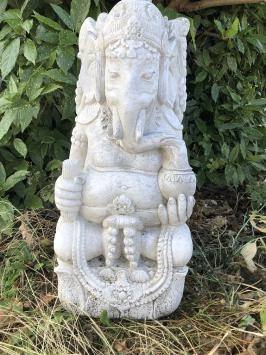 Ganesha - stenen beeld - 75 cm - klassiek wit - hindoeïsme