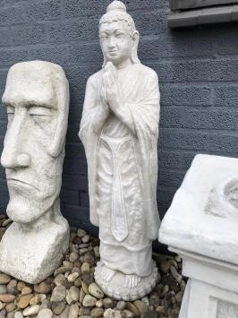 Bouddha debout - statue en pierre - 115 cm - blanc classique