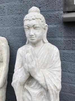 Bouddha debout - statue en pierre - 115 cm - blanc classique
