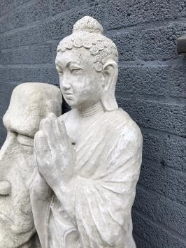 Bouddha debout - statue en pierre - 115 cm - blanc classique
