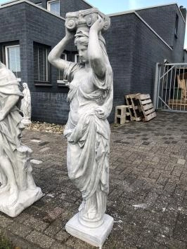 Karyatide - Steinstatue - 155 cm - klassisch weiß - im Detail