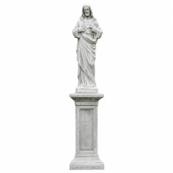 Jezus standbeeld op sokkel - 150 cm hoog - wit stenen figuur