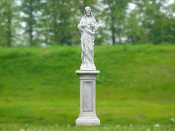 Jésus - statue de jardin sur socle - statue en pierre - 150 cm - blanc classique