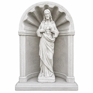 Jezus in bidkapel - Heilig Hart - steen - 95 cm - klassiek