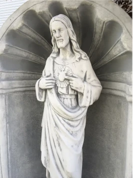 Jesus in Gebetskapelle – Stein – religiöse Gartenstatue