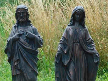 Tuinbeelden Jezus en Maria, polystone, set van 2 beelden