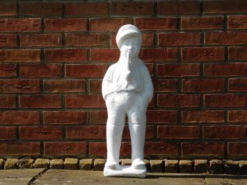 Homme à la pipe - statue en pierre - 72 cm - blanc classique