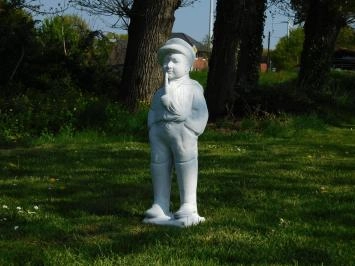 Homme à la pipe - statue en pierre - 72 cm - blanc classique