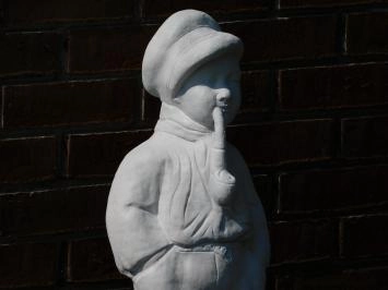 Homme à la pipe - statue en pierre - 72 cm - blanc classique