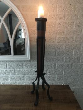 Kerzenhalter / Kerzenständer Set, aus Schmiedeeisen und Holz, robust