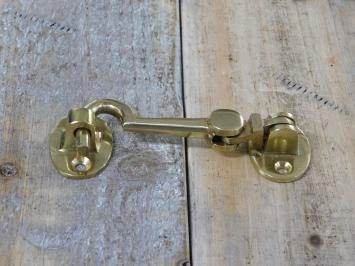 Cabine haak - haak als windhaak sluiting , messing, 10 cm