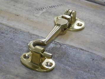 Cabine haak - haak als windhaak sluiting , messing, 10 cm