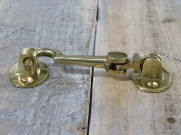 Cabine haak - haak als windhaak sluiting , messing, 10 cm