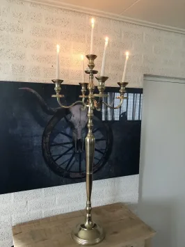 Vloerkandelaar XL raw gold – aluminium – 120 cm hoog