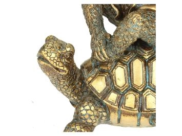 Bougeoir avec figurines, bougeoir doré avec singe et tortue