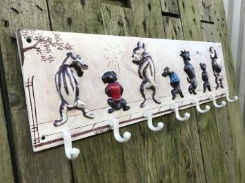 Porte-manteau à 6 crochets, avec chiens qui font pipi, comique