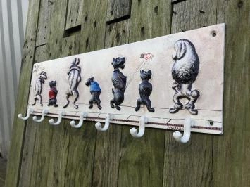 Porte-manteau à 6 crochets, avec chiens qui font pipi, comique
