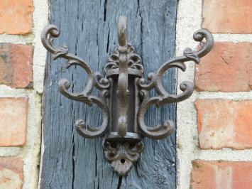 Porte-manteau avec crochets mobiles - fonte - brun