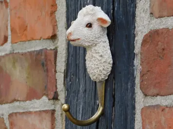 Set van 4 wandhaken met boerderijdierkoppen van messing