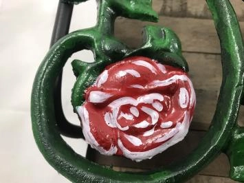 Porte-manteau mural, fonte verte avec roses rouges, 3 crochets robustes