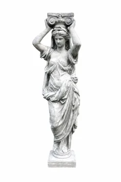 Kariatide - stenen beeld - 155 cm - klassiek wit - in detail
