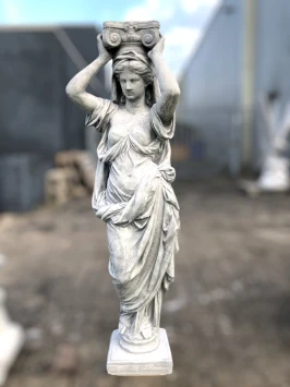 Karyatide - Steinstatue - 155 cm - klassisch weiß - im Detail