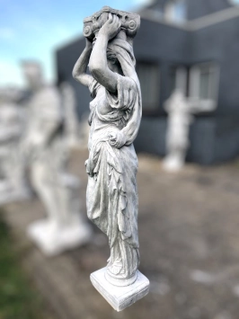 Kariatide - stenen beeld - 155 cm - klassiek wit - in detail
