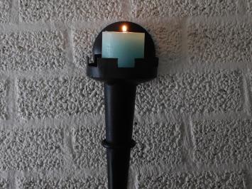 Fackel, Burgfackel / Kerzenständer im mittelalterlichen Stil, Kerzenhalter aus Metall - schwarz