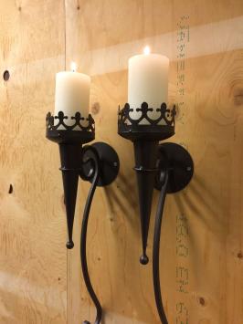 Klassische Burgfackeln – Schmiedeeisen – braun – 2er-Set