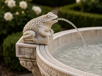 Fontaine de jardin en pierre avec grenouilles cracheuses – 150 cm – massif