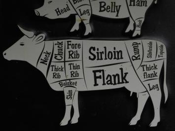Wandschild Huhn, Schwein und Kuh - Metall - Metzgerhandbuch