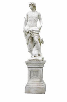Tuinbeeld van Sint Hubertus op zuil - steen - 205 cm
