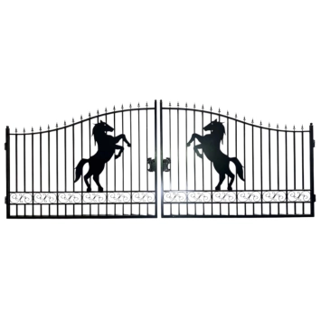 Poort steigerend paard – 365 cm – zwart smeedijzer