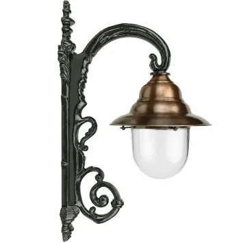 Klassieke wandlamp – groen aluminium – koperen kap