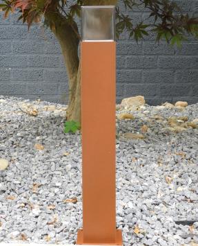 Rostfarbene/schwarze Stehlampe für den Außenbereich, Laterne, Rauchglas, 60cm, Aluminium