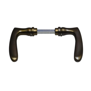 Deurklinken 'Nosta' set – gepatineerd messing – klassiek