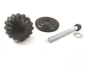 Bouton de porte avec rosace, fer antique - Fixe