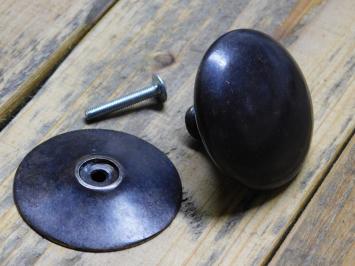 Knopf mit Rosette - 50 mm - Altmessing - Hohlknopf