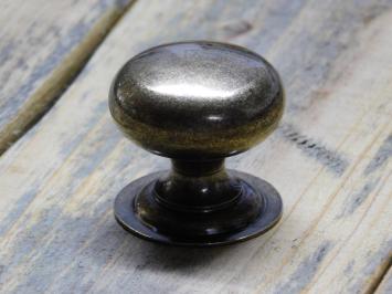 Knopf mit fester Rosette - 38 mm - Altmessing - massiv
