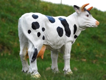 Vache - statue en polystone - 60 cm - noir/blanc - en détail
