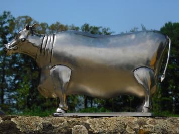 Statue für zu Hause, Kuh, Tierstatue aus Metall, Chromfarbe